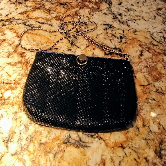 Sparkly black chainmail bag with gold tone hardware. Pre-owned. - Picture 13 of 13